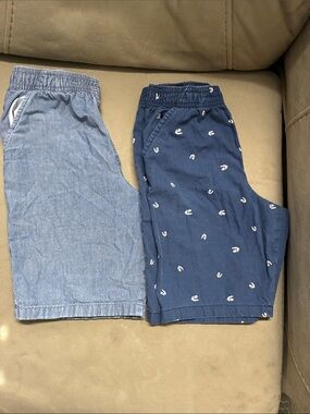 Kids Blue Elastic-Waist Pull-On Shorts - Set of 2
